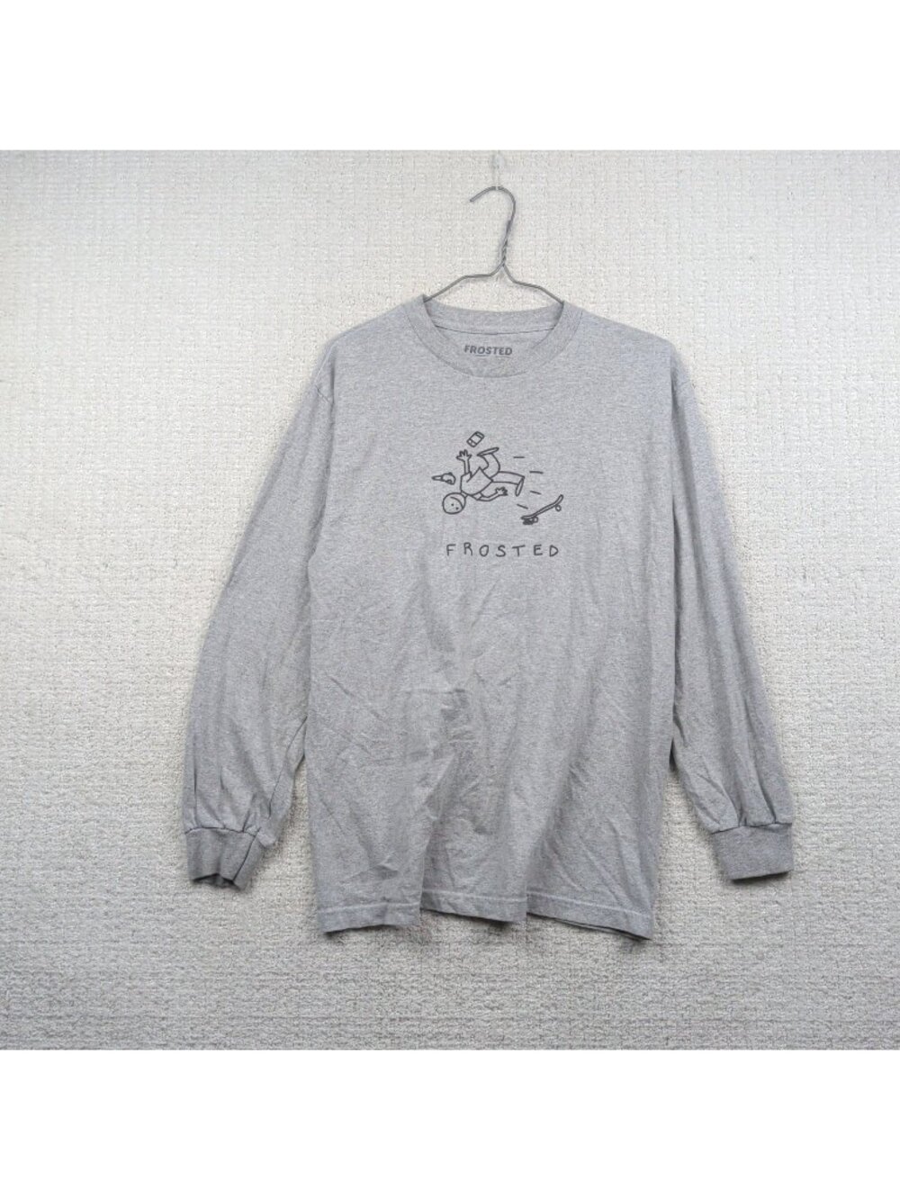 Frosted Skateboard Montreal Gray Long Sleeve Graphic Tee Doodle Skater Sz M